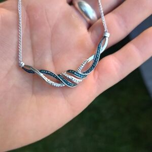 Blue and white Lab Diamond Necklace